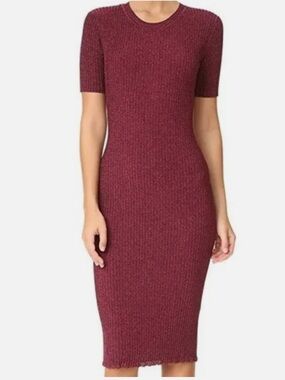 MILLY Italian Stardust Ribbed Dress Bodycon Short Sleeve Size Small